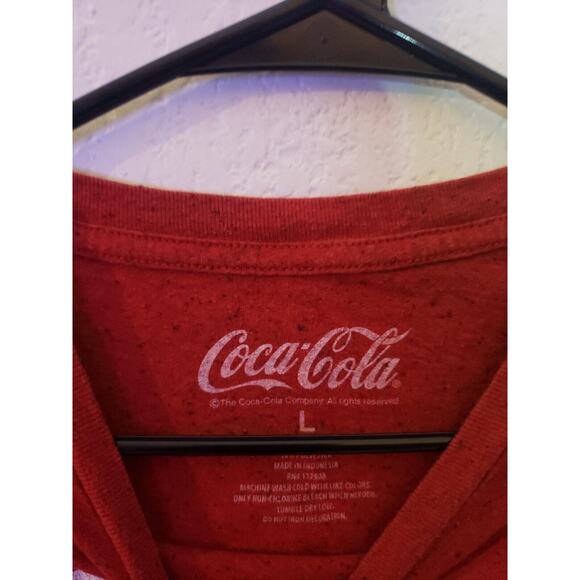 Enjoy Coke Coca-Cola Short Sleeve T-Shirt Mens Large Red Black Speckled - Picture 4 of 7
